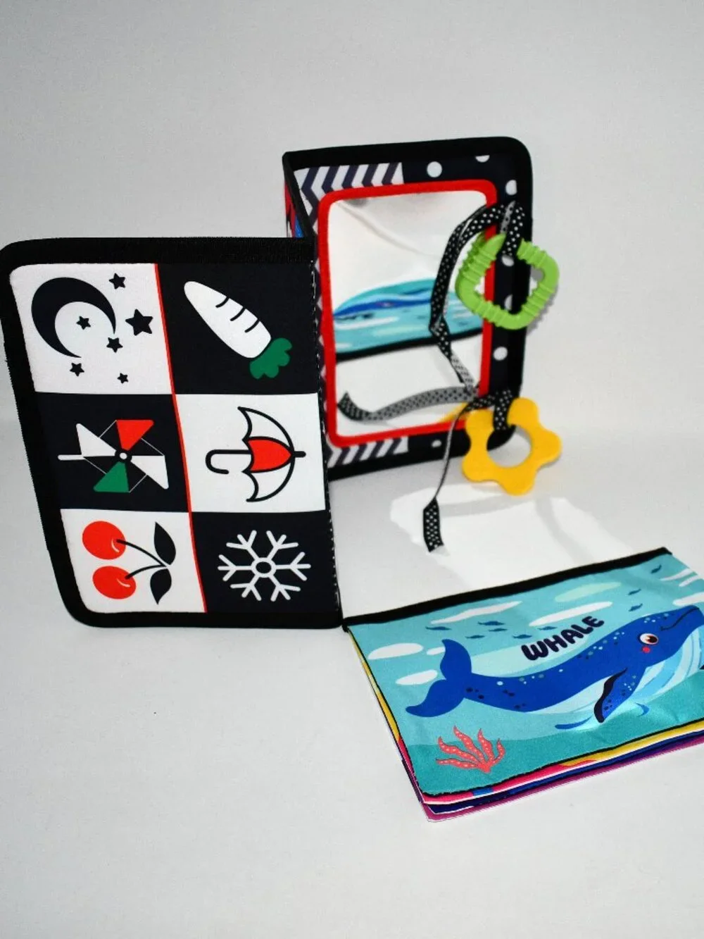 URMYWO Tummy Time Mirror, High Contrast Baby Toy, Crinkle, Teether, Newborn, NWT
